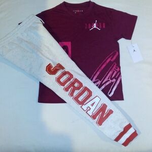Jordan Girls 2pc Jogger Bottom & Tee Set - Small